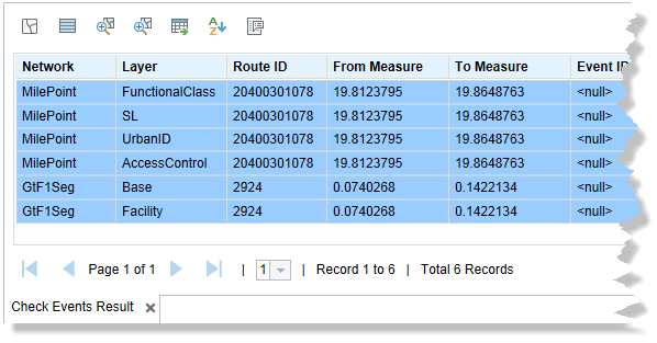 Check Events Results table Check Events Results table