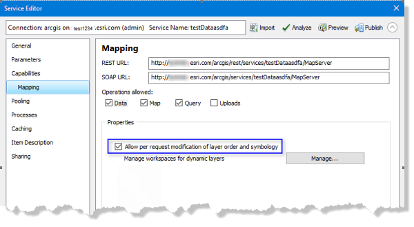 Allow per request modification of layer order and symbology check box Allow per request modification of layer order and symbology check box